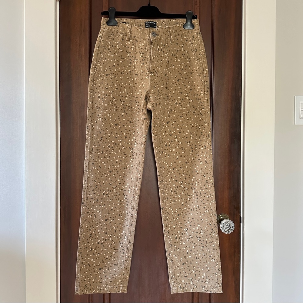 Frank & Oak Beige Patterned Pants